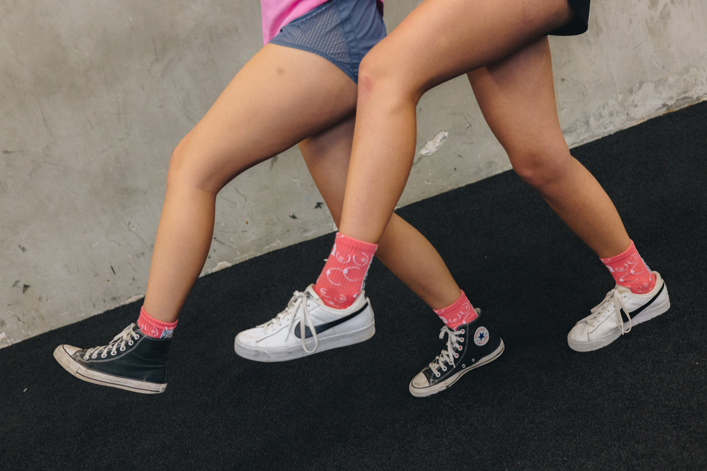 BOOBS23 Pink Mid Crew Socks