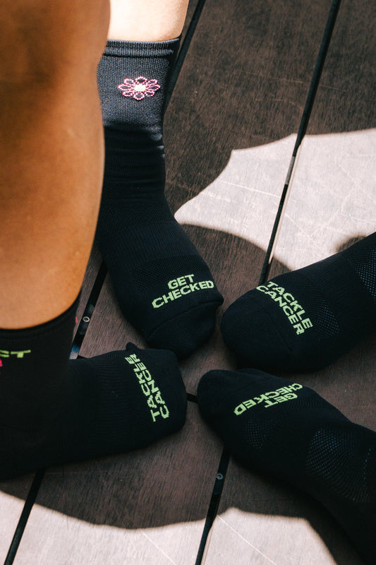 PYB25 Black Mid Crew Socks