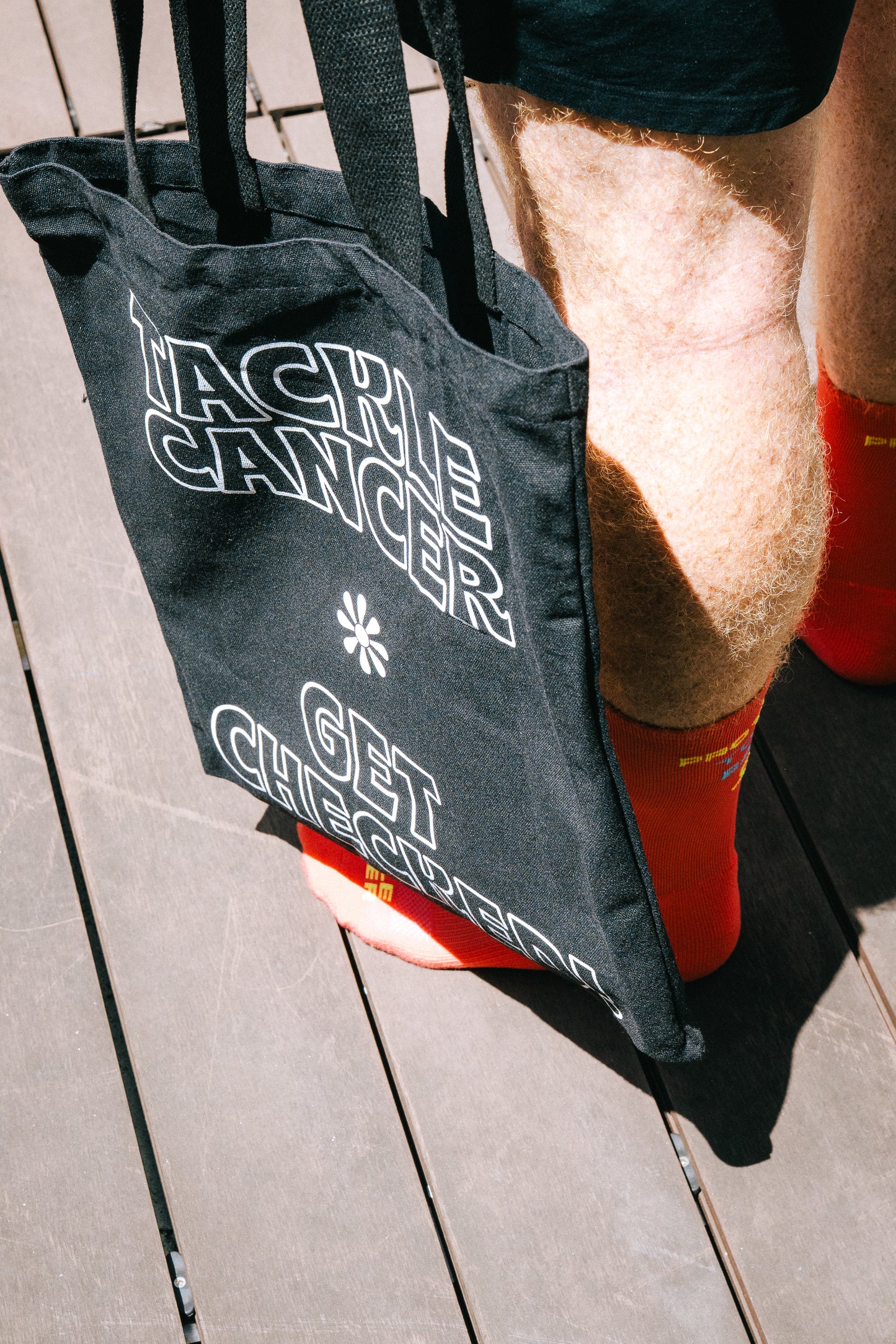 Tackle Cancer x Protect Your Ball Large Black Tote Bag
