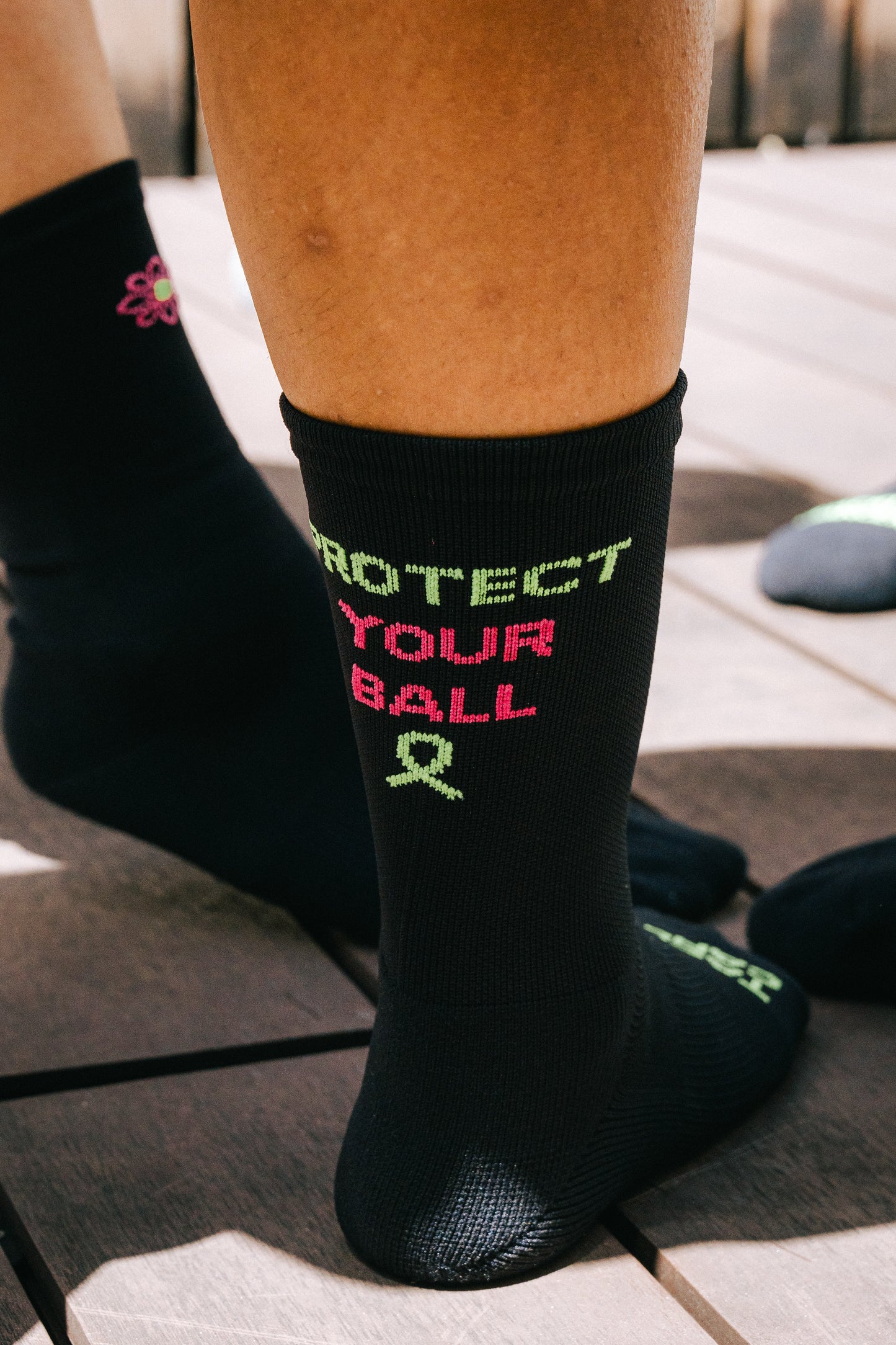 PYB25 Black Mid Crew Socks