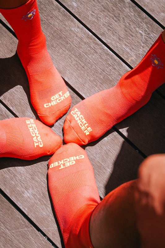 PYB25 Pink Mid Crew Socks