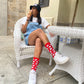 HOXB Red Mid Crew Socks